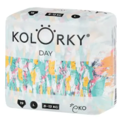 KOLORKA DAY - štětce - L (8-13 kg) - 19 ks - jednorázové eko plenky