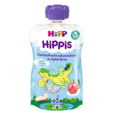 Kapsička BIO Hippies jablko-hruška-dračí ovoce-černý rybíz 12m + 100g Hipp