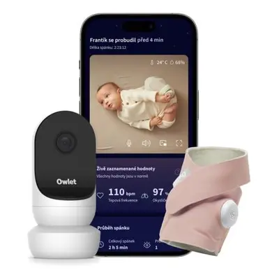 OWLET Chytrá ponožka Dream Sock - matně růžová a kamera Owlet Cam 2 - bílá