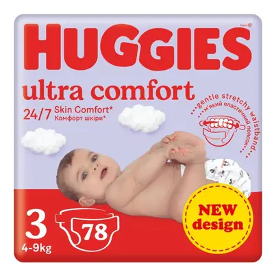 HUGGIES® Plenky jednorázové Ultra Comfort Mega 3 (4-9 kg) 78 ks