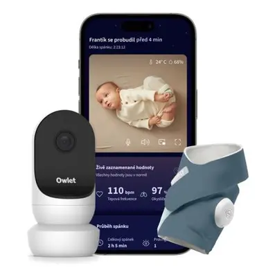 OWLET Chytrá ponožka Dream Sock - tmavomodrá a kamera Owlet Cam 2 - bílá