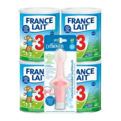 France Lait 3 se železem + DHA od 1 roku 4x400g + Dr. Brown’s Zubní kartáček Sloník