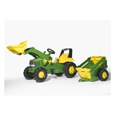 Rollytoys Šlapací traktor Rolly Junior John Deere s nakladačem a vlekem