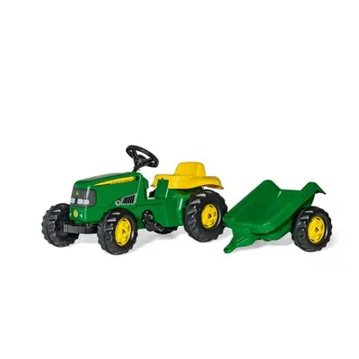 Rollytoys Šlapací traktor Rolly Kid J. Deere s vlečkou - zelený