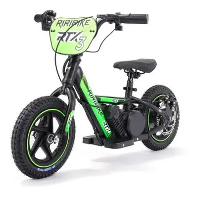 Dětské elektrické odrážedlo RIRIBIKE RTX3 24V (12”), zelené, Lithiová baterie, 100W motor