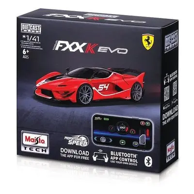 Maisto RC - 1:41 DIE-CAST METAL se světly, Ferrari FXX-K EVO, červené, XTR, Bluetooth 5.