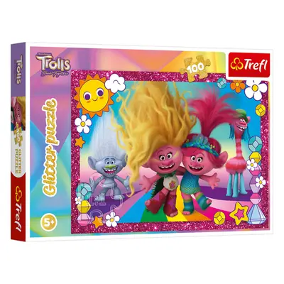 Trefl Puzzle 100 Glitter - Třpytiví Trollové / Universal Trolls 3 (2023)