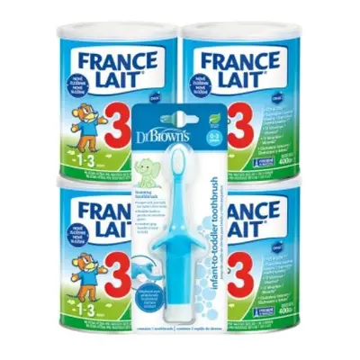 France Lait 3 se železem + DHA od 1 roku 4x400g + Dr. Brown’s Zubní kartáček Sloník