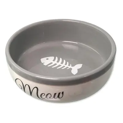 Miska Magic Cat keramická bílá/šedá Meow 13,4x4cm 170ml