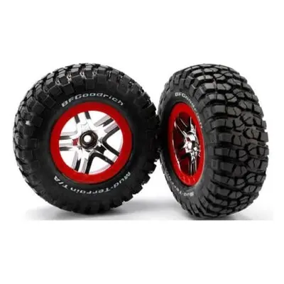 Traxxas kolo 2.2/3.0", disk SCT Split-Spoke stříbrný-červený, pneu KM2 S1 (2) (2WD přední)