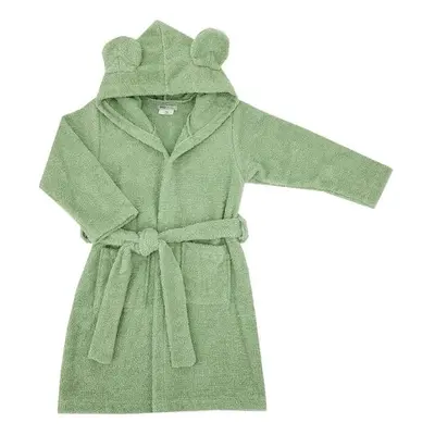 EKO Župan bavlněný s kapucí a oušky Olive green vel. L 80-86