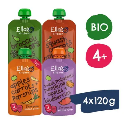 Ella’s Kitchen BIO Mix ovocno-zeleninových příkrmů (4× 120 g)