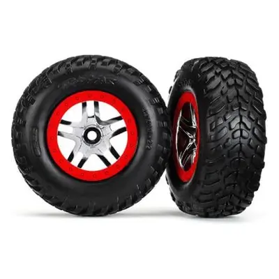 Traxxas kolo 2.2/3.0", disk SCT Split-Spoke stříbrný-červený, pneu SCT (2)