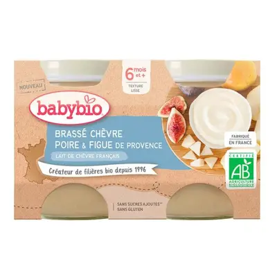 BABYBIO Brassé z kozího mléka hruška fík 2x130 g