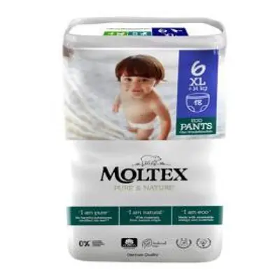 MOLTEX Pure&Nature Kalhotky plenkové jednorázové 6 XL (14 kg+) 18 ks