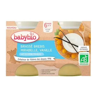 BABYBIO Brassé z ovčího mléka mirabelky vanilka 2x130 g