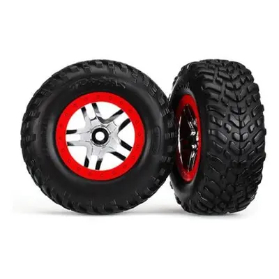 Traxxas kolo 2.2/3.0", disk SCT Split-Spoke stříbrný-červený, pneu SCT(2)