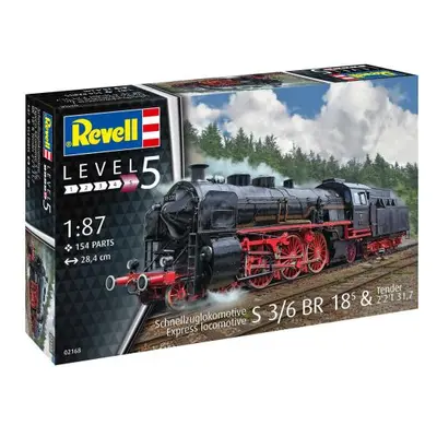 Plastic ModelKit lokomotiva 02168 - Express locomotive S3/6 BR18(5) with Tender 2'2'T (1:8