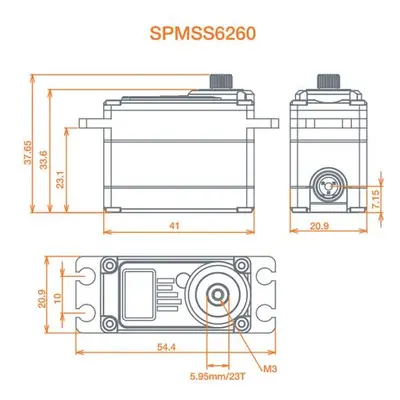 Spektrum servo S6260 Car High Speed HV 17.4kg.cm 0.06s/60° 23T