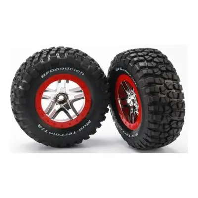 Traxxas kolo 2.2/3.0", disk SCT Split-Spoke stříbrný-červený, pneu KM2 (2) (2WD přední)