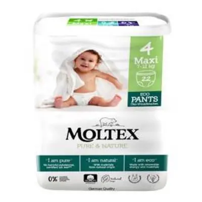 MOLTEX Pure&Nature Kalhotky plenkové jednorázové 4 Maxi (7-12 kg) 22 ks