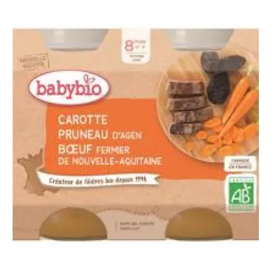 2x BABYBIO Menu mrkev a sušené švestky s hovězím masem (200 g)