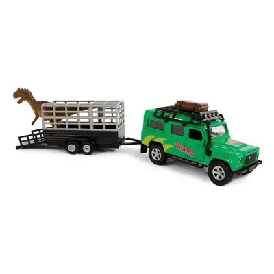 Land Rover 28cm kov na zpětný chod s přívěsem a dinosaurem