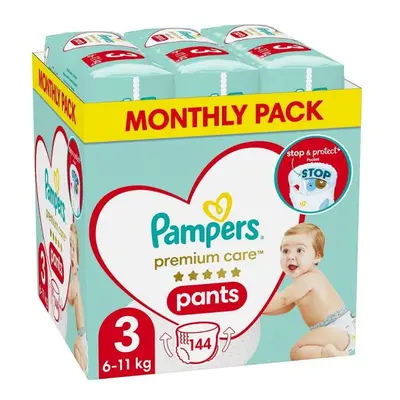 PAMPERS Premium Care Kalhotky plenkové vel. S 3 (6-11 kg) 144 ks