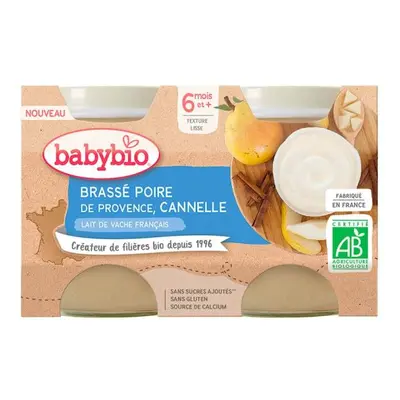 BABYBIO Brassé hruška skořice 2x130 g