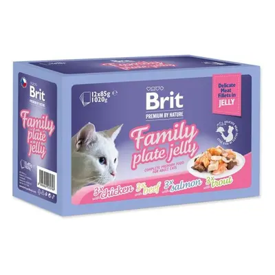 Kapsička Brit Premium by Nature filety v želé Family Plate 12x 85g