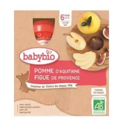 BABYBIO Pyré jablko figa (4x 90 g) - ovocný příkrm