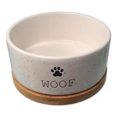 Miska Dog Fantasy keramická bílá WOOF s podtáckou 16x6,5cm, 850ml