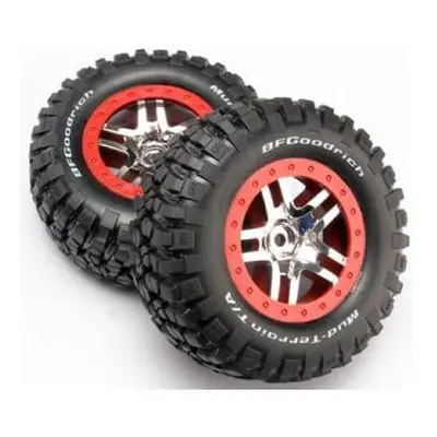 Traxxas kolo 2.2/3.0", disk SCT Split-Spoke stříbrný-červený, pneu KM2 (2)