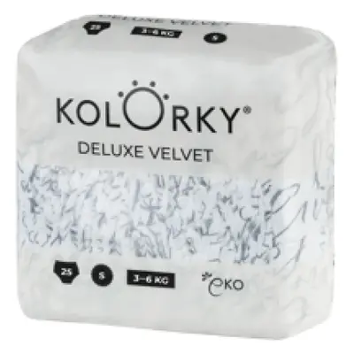 KOLORKA DELUXE VELVET - S (3-6 kg) - 25 ks - jednorázové eko plenky se sametovým povrchem