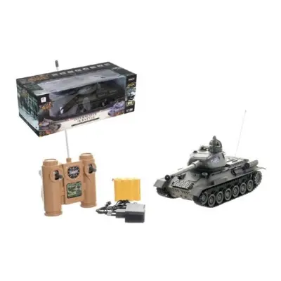 Tank RC plast 33cm T-34/85 na baterie + dobíjecí pack 27MHz se zvukem a světlem