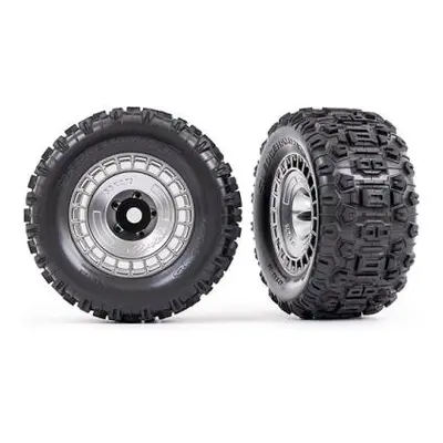 Traxxas kolo 3.8", pneu Sledgehammer, disk polomatně chromovaný s poklicí (2)