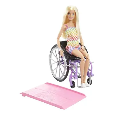 Mattel Barbie Modelka na invalidním vozíku v kostkovaném overalu