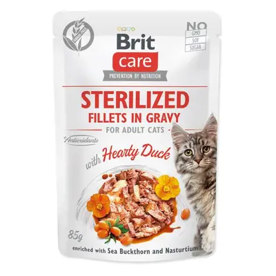 Kapsička Brit Care Cat Sterilized kachna, filety v omáčce 85g