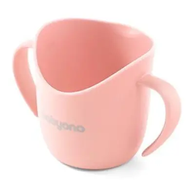 BABYONO Ergonomický hrníček s ušima 120 ml broskvový 6m+