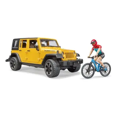 Bruder 02543 JEEP Wrangler Rubicon, horské kolo a cyklista