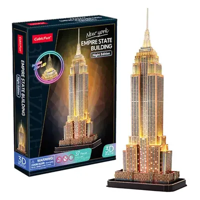 CubicFun - Puzzle 3D s LED Noční edice: Empire State Building 37 dílků