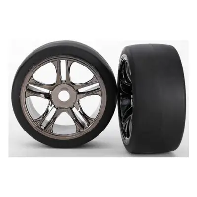 Traxxas kolo, disk Split-Spoke černý chrom, pneu slick S1 (2) (zadní)