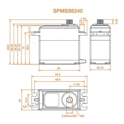 Spektrum servo S6240 Car High Speed 15kg.cm 0.08s/60° 23T