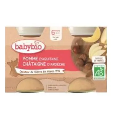 BABYBIO Jablko s kaštanovým pyré (2x 130 g) - ovocný příkrm