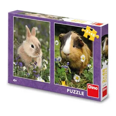 Puzzle Králíček a morče 2x48 dílků