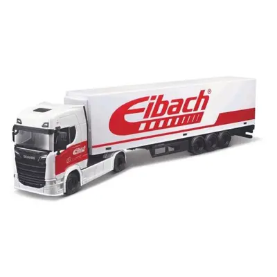 Bburago 1:43 Nákladní auto s přívěsem - Scania 770 S - Bílý přívěs Eibach