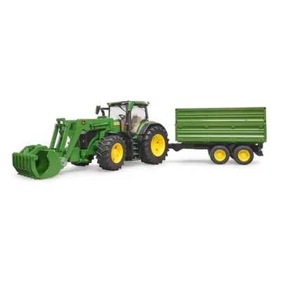 Bruder Traktor John Deere s předním nakladačem a sklápěcím přívěsem