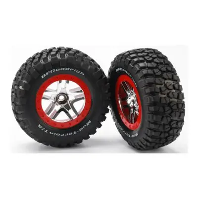 Traxxas kolo 2.2/3.0", disk SCT Split-Spoke stříbrný-červený, pneu KM2 (2) (2WD přední)