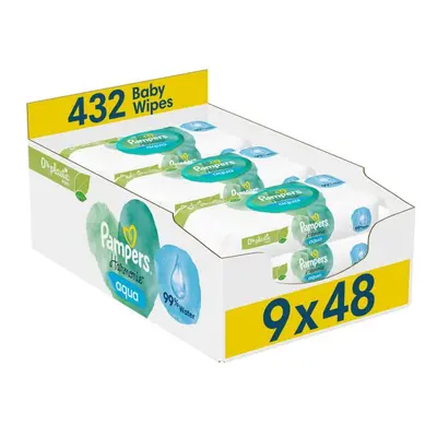 Pampers Ubrousky vlhčené Harmonie Aqua Plastic Free 9x48 ks