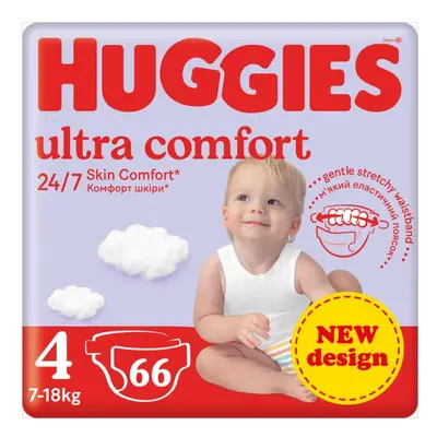 HUGGIES® Plenky jednorázové Ultra Comfort Mega 4 (7-18 kg) 66 ks